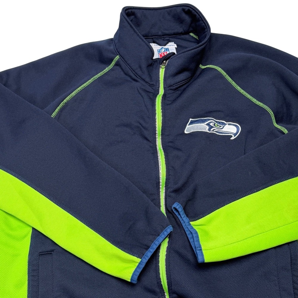 Seattle Seahawks NFL XL Navy Neon‎ Green  Zip Track Jacket Blokecore Superbowl
